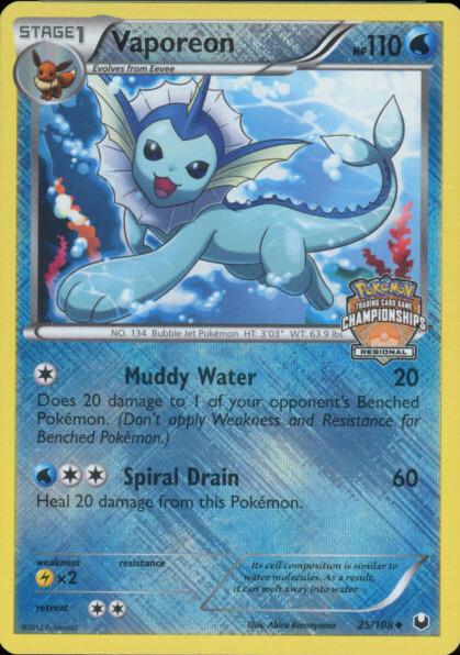 Dark Explorers Vaporeon [Regional-Championships] Pokémon card